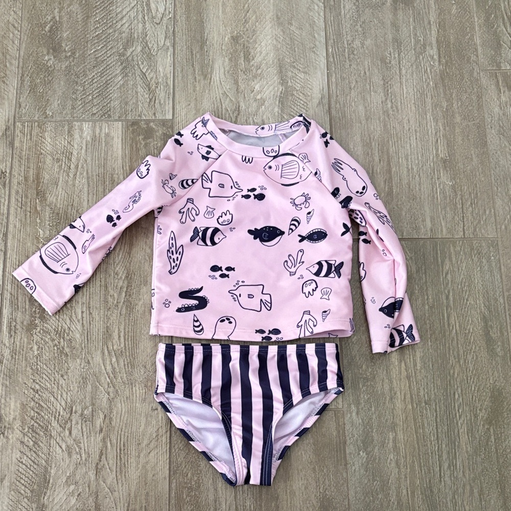 Cat & Jack Pink and Navy Toddler Bathingsuit Set